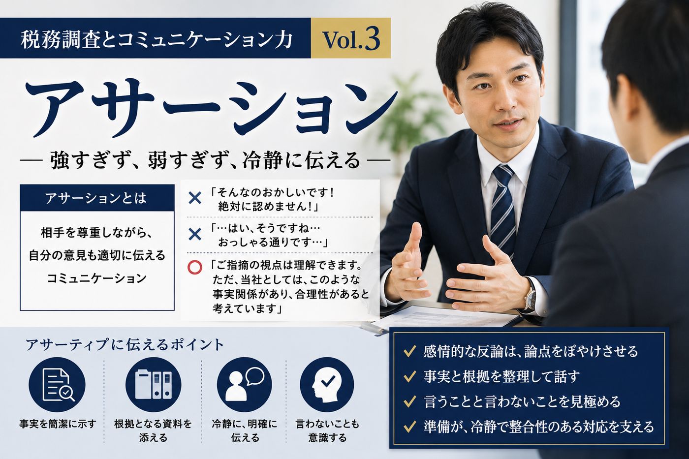 【税務調査とコミュニケーション力 Vol.3】 アサーション ― 強すぎず、弱すぎず、冷静に伝える