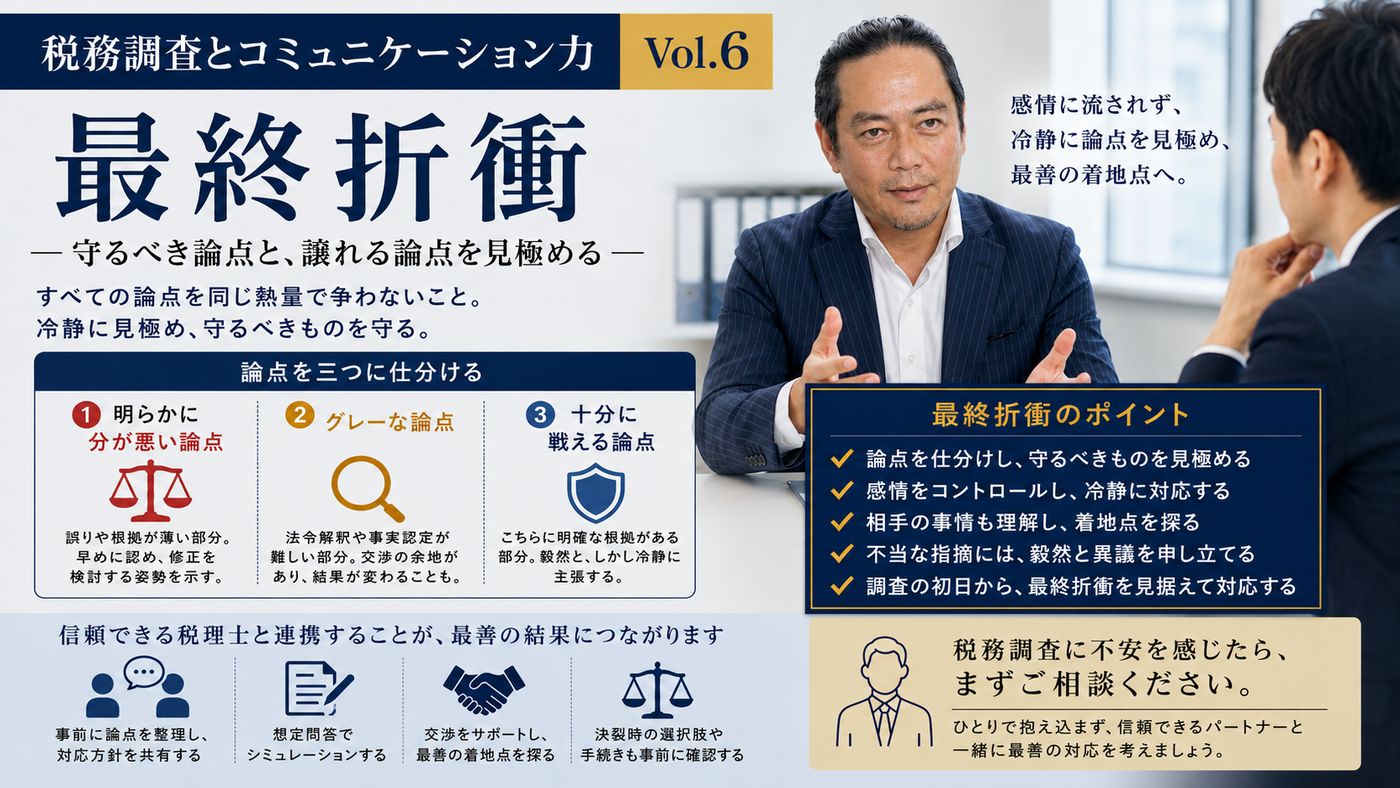 【税務調査とコミュニケーション力 Vol.6】 最終折衝 ― 守るべき論点と、譲れる論点を見極める